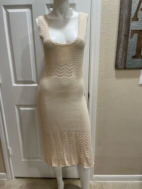 French Connection Nellis Cotton Crochet Dress in Cream Size Small